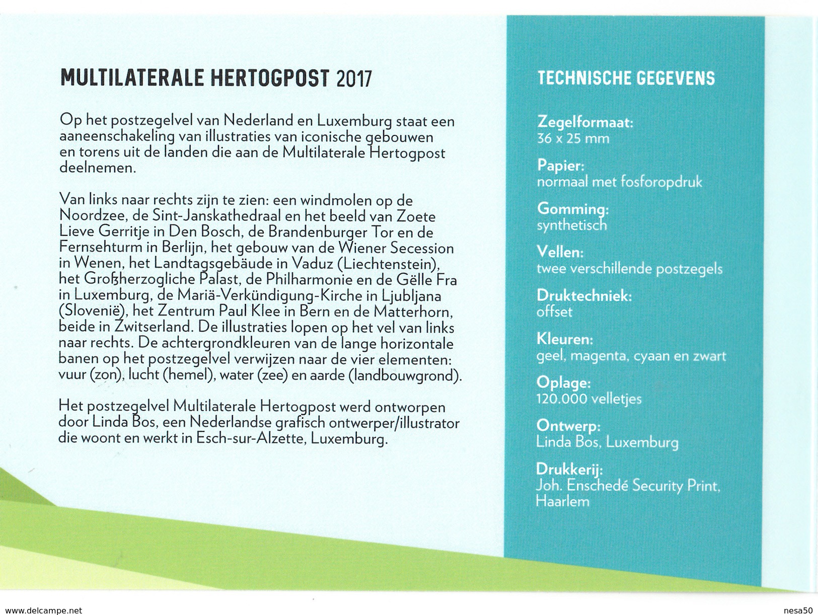 Nederland 2017 Multilaterale Hertogpost  Luxemburg 0,95: Windmill, Brandenburger Tor, Wiener Secession, Speciale Stempel - Usados