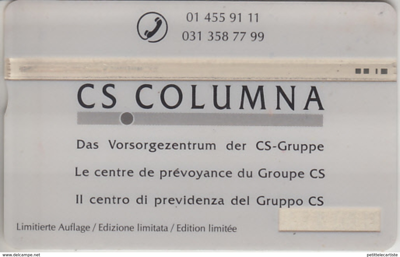 SUISSE - PHONE CARD - °TAXCARD-PRIVÉE ***  CS  COLUMNA *** - Switzerland