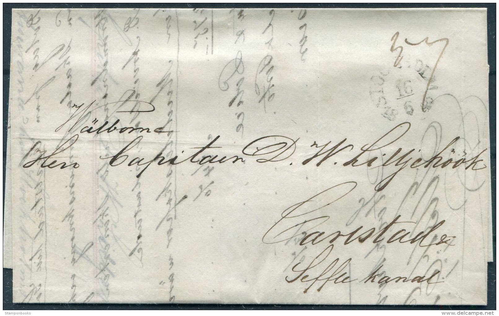 1845 Sweden Stockholm Entire - Capitaine, Captain, Geffle Canal - ... - 1855 Voorfilatelie