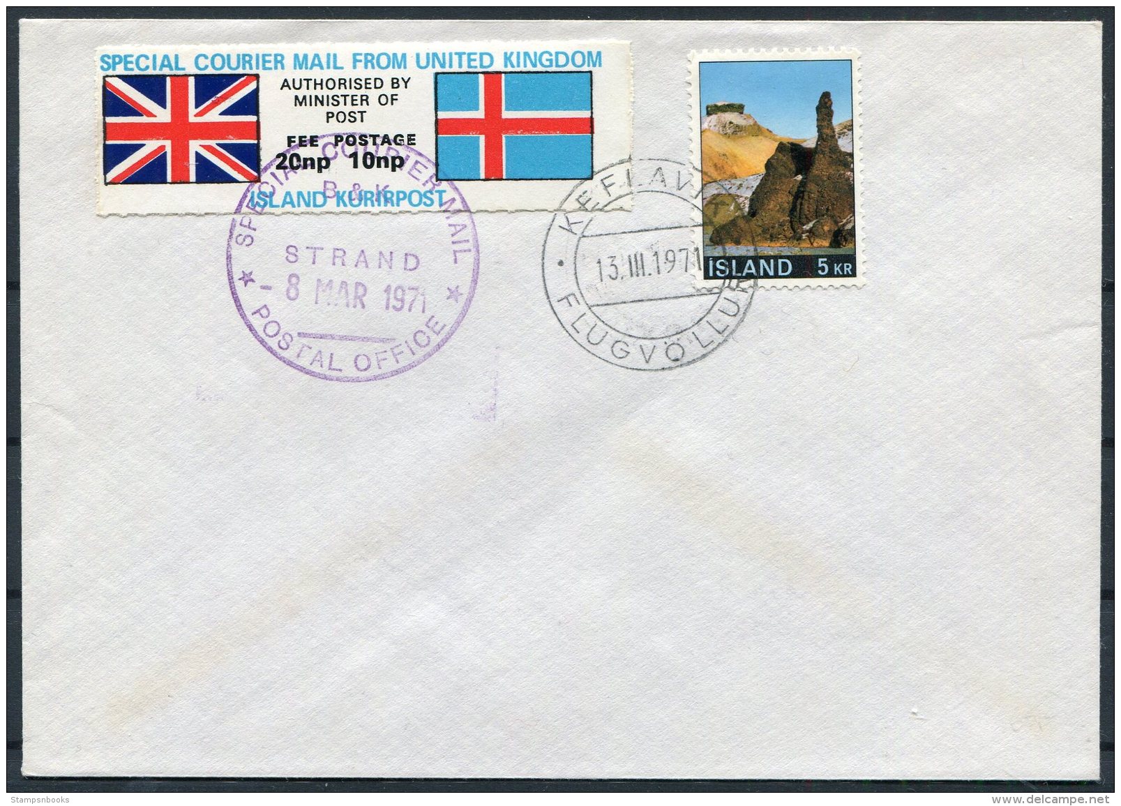 1971 Iceland GB Strike Mail Emergency Post, Keflavik Airmail Cover - Briefe U. Dokumente