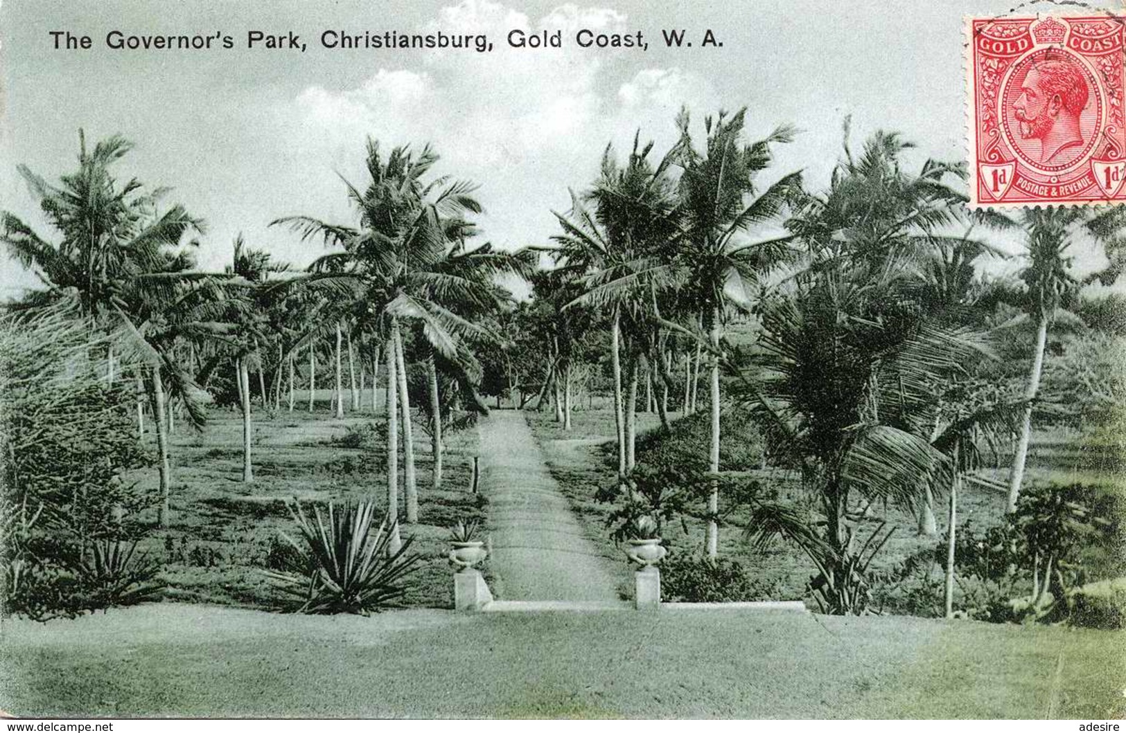 CHRISTIANSBURG - Gold Coast (West Afrika), The Governor's Park, Gelaufen 1917 Mit Marke, Zensurstempel ... - Ehemalige Dt. Kolonien