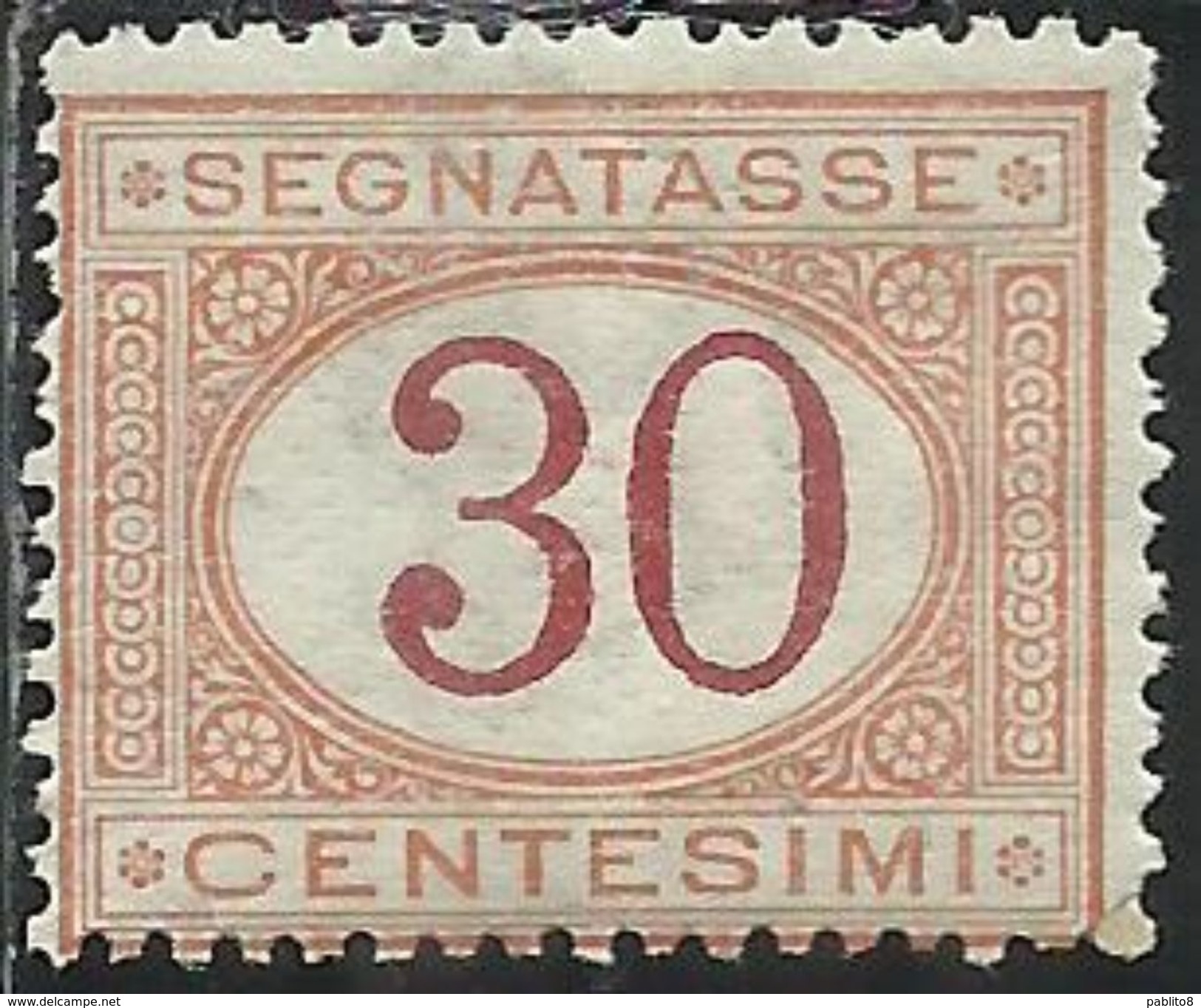 ITALIA REGNO ITALY KINGDOM 1870 - 1874 TASSE TAXES SEGNATASSE POSTAGE DUE CENT. 30c MNH CERTIFICATO - Postage Due