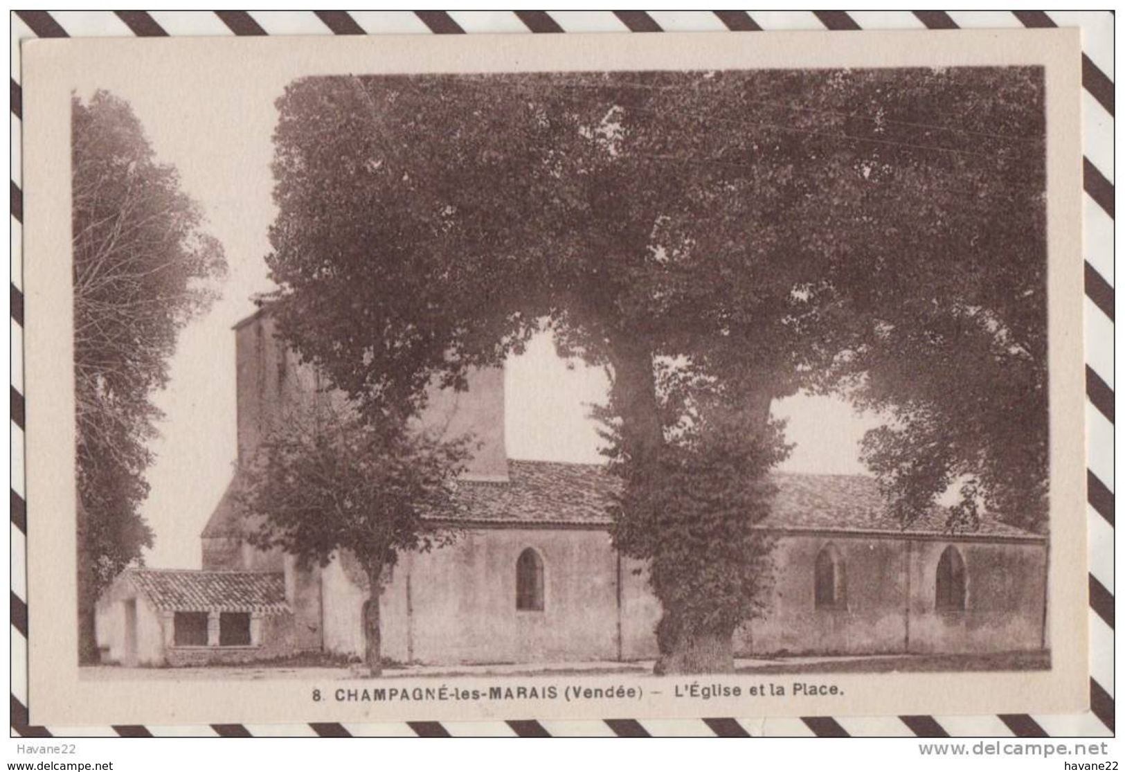 3AB389 CHAMPAGNE LES MARAIS L'EGLISE ET LA PLACE 2 SCANS - Autres & Non Classés