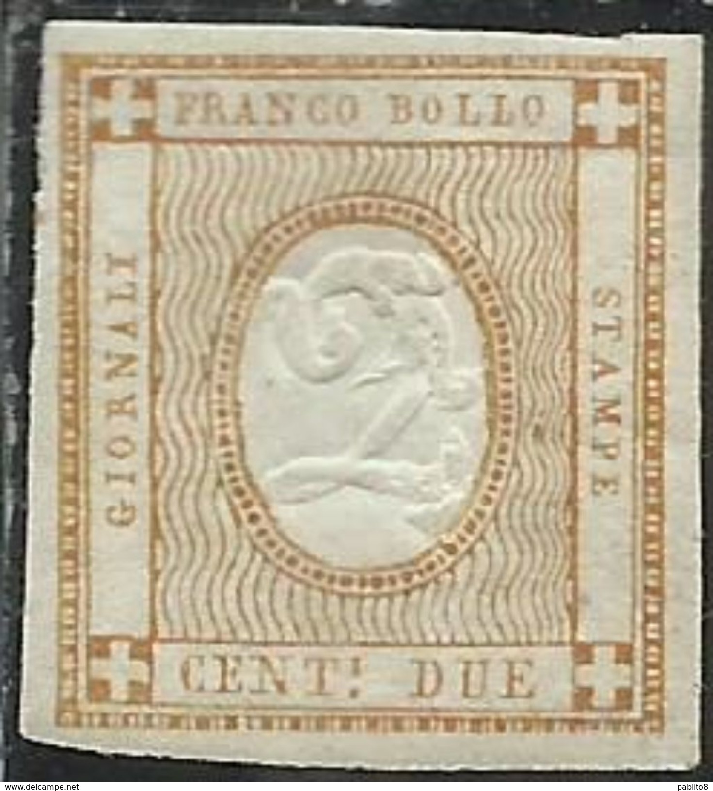 ITALIA REGNO ITALY KINGDOM 1862 CIFRA NUMERAL CENTESIMI 2c MNH FIRMATO SIGNED - Nuovi