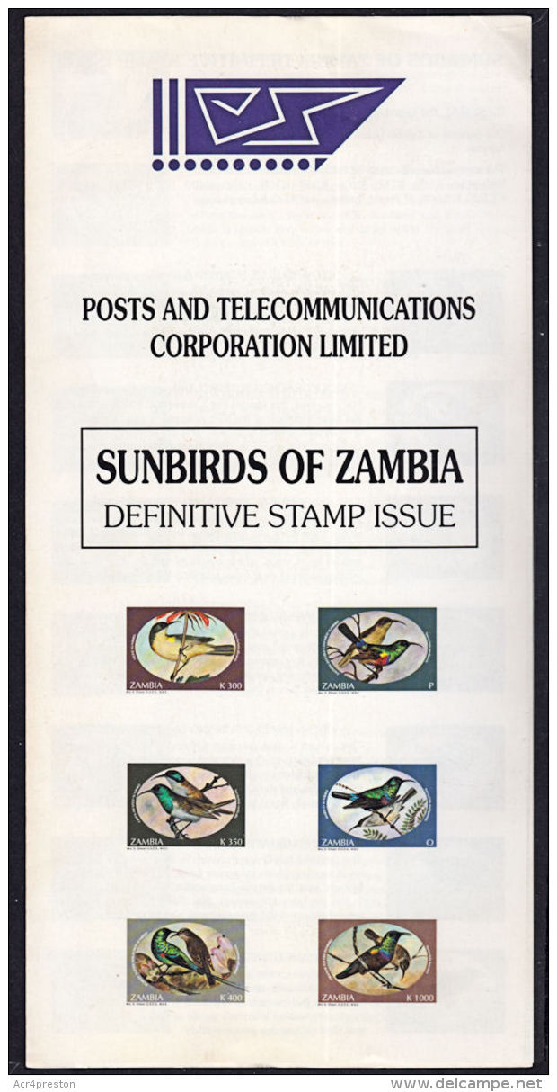 A5899 ZAMBIA 1994, Advertising Brochure For Sunbirds Issue (order Form Detached) - Zambia (1965-...)