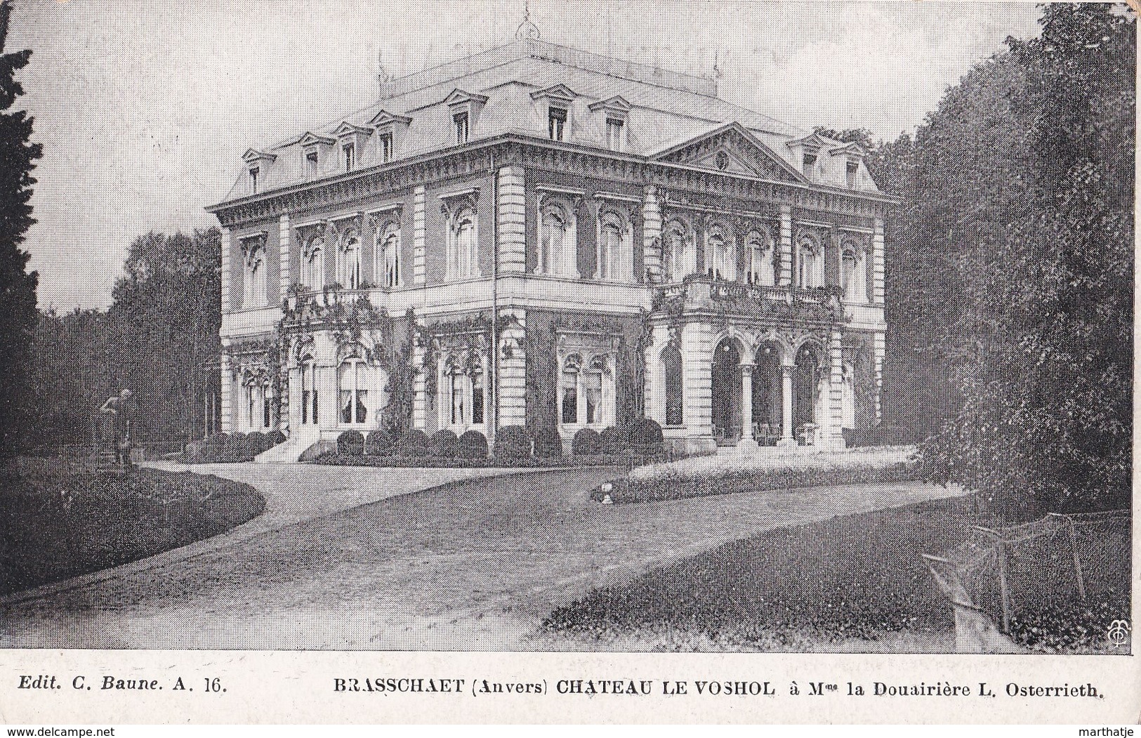 16 - Brasschaet (Anvers) Château Le Voshol à Mme La Douairière L. Osterrieht - Brasschaat