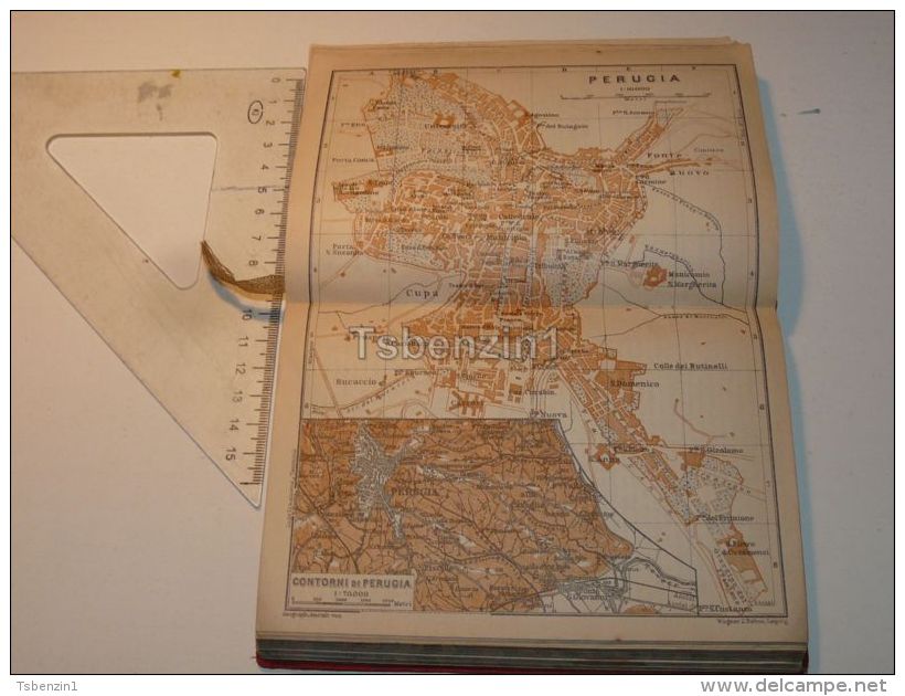 Perugia Italy Map Mappa Karte 1908 - Altri & Non Classificati