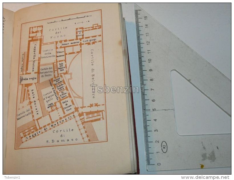 Roma Cortile Di Belvedere Italy Map Mappa Karte 1908 - Altri & Non Classificati