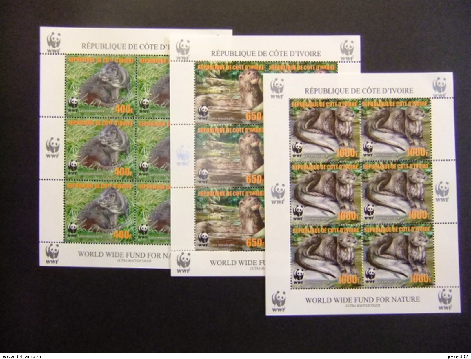 CÔTE D'IVOIRE 2005 Fauna W.W.F NUTRIA Loutre Yvert 1137 /39 ** MNH Incompleta - Used Stamps