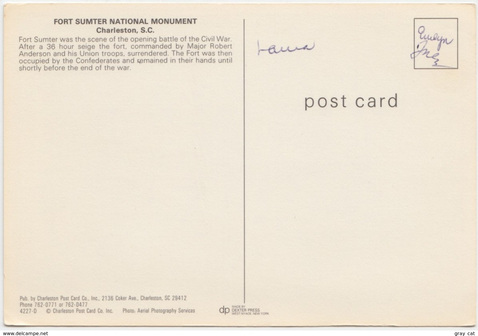 FORT SUMTER NATIONAL MONUMENT, Charleston, SC, Postcard [20751] - Sumter