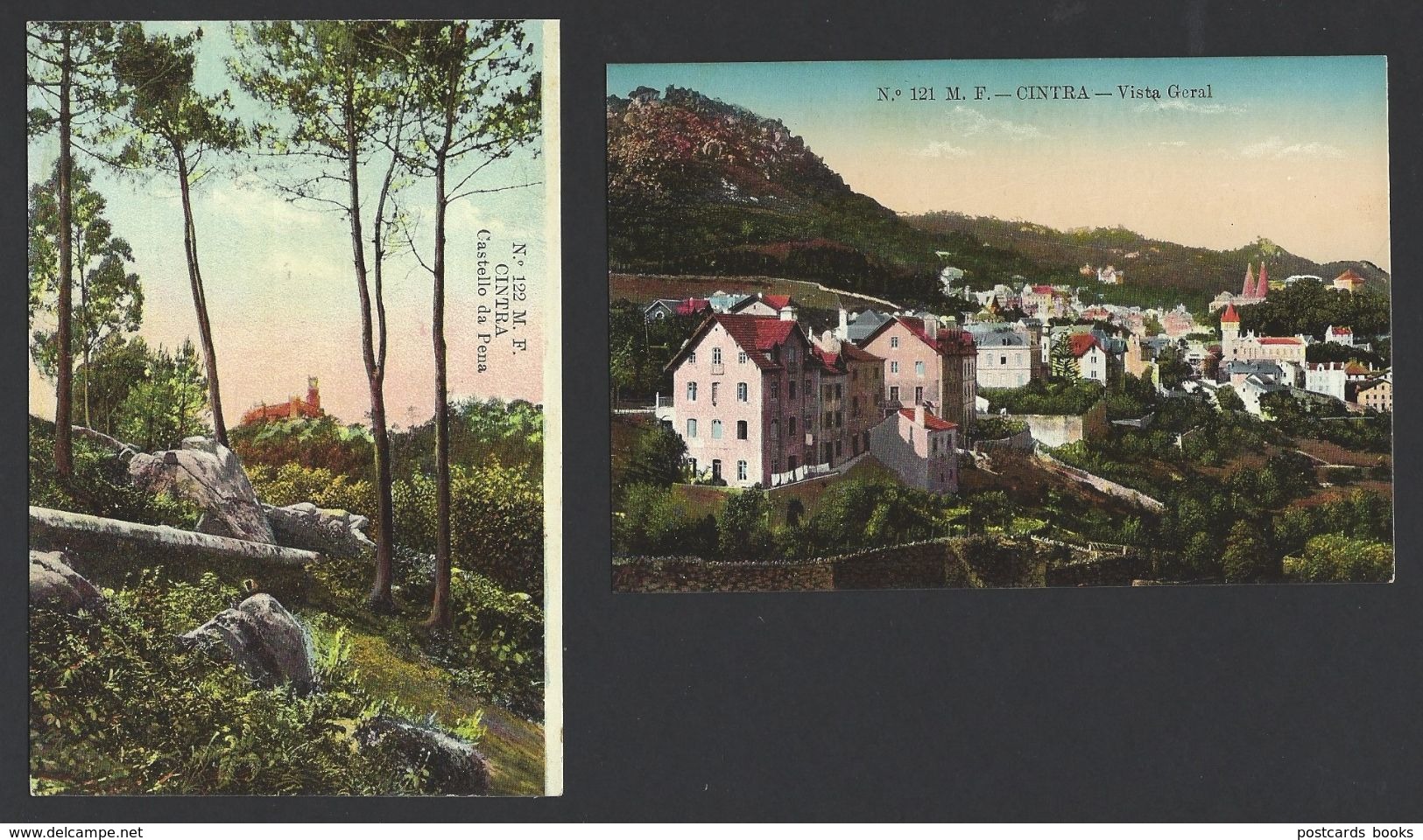 Conjunto De 2 Postais Antigos De Sintra: CINTRA Vista Geral + Castelo Da Pena. Edição De M.F. Nr.121 E 122 Portugal - Lisboa