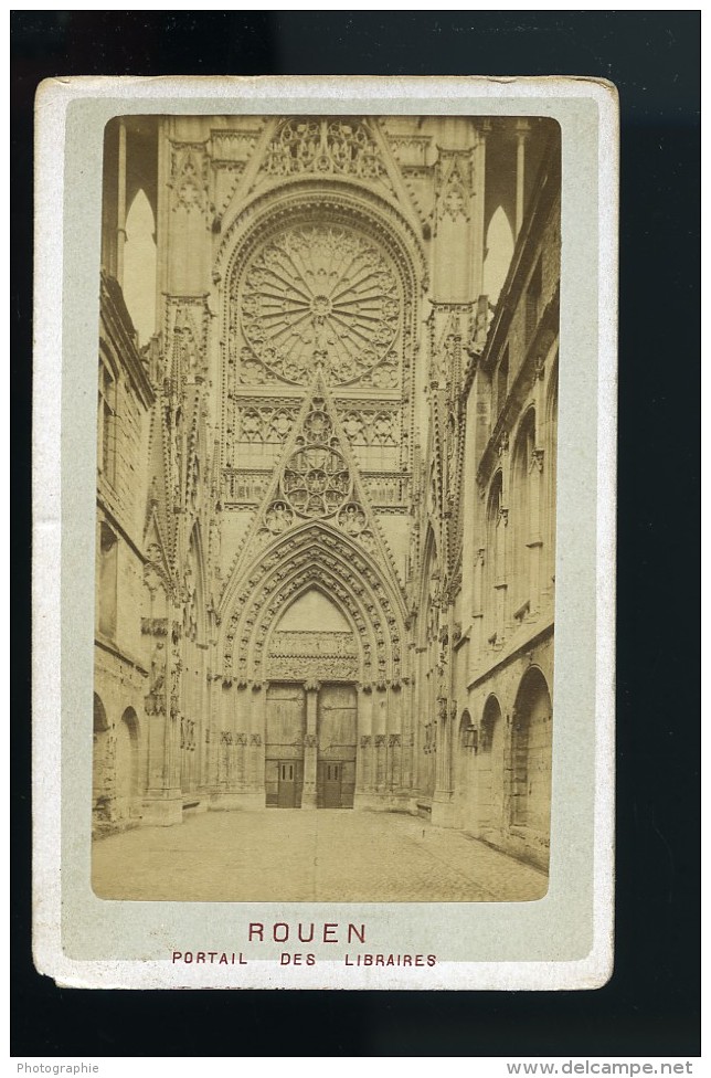 France Rouen Cathedrale Portail Des Libraires Ancienne Photo CDV Neurdein 1870 - Anciennes (Av. 1900)