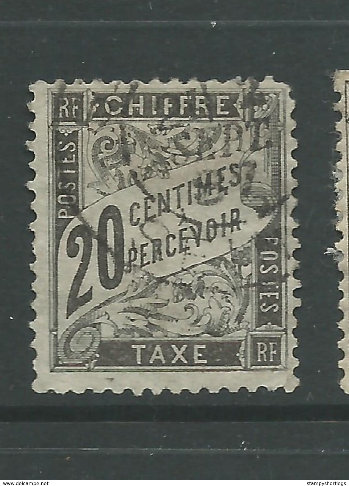 France 1881 Postage Due 20 Centimes Black Defective - 1859-1959 Oblitérés