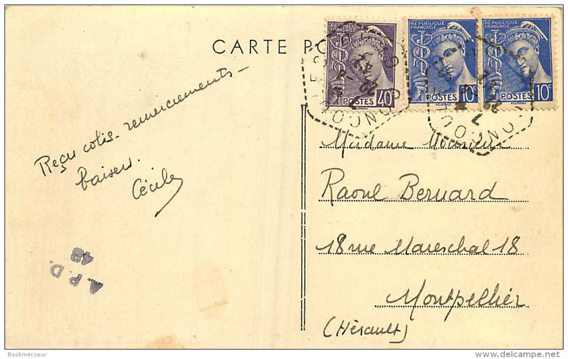 30  QUISSAC  LES BORDS DU VIDOURLE  Voyagée 1942 Avec 3 Timbres Mercure - Quissac