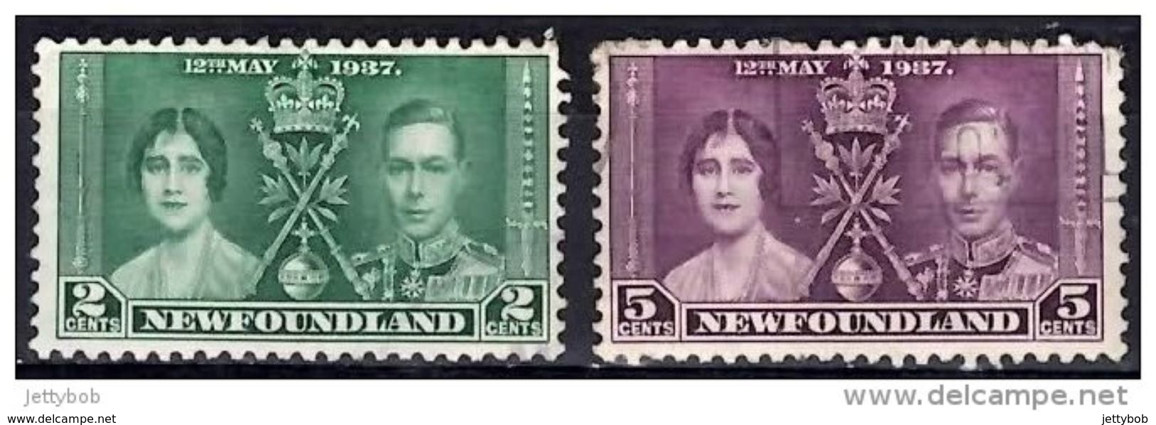 NEWFOUNDLAND 1937 Coronation 2c, 5c Used - 1908-1947