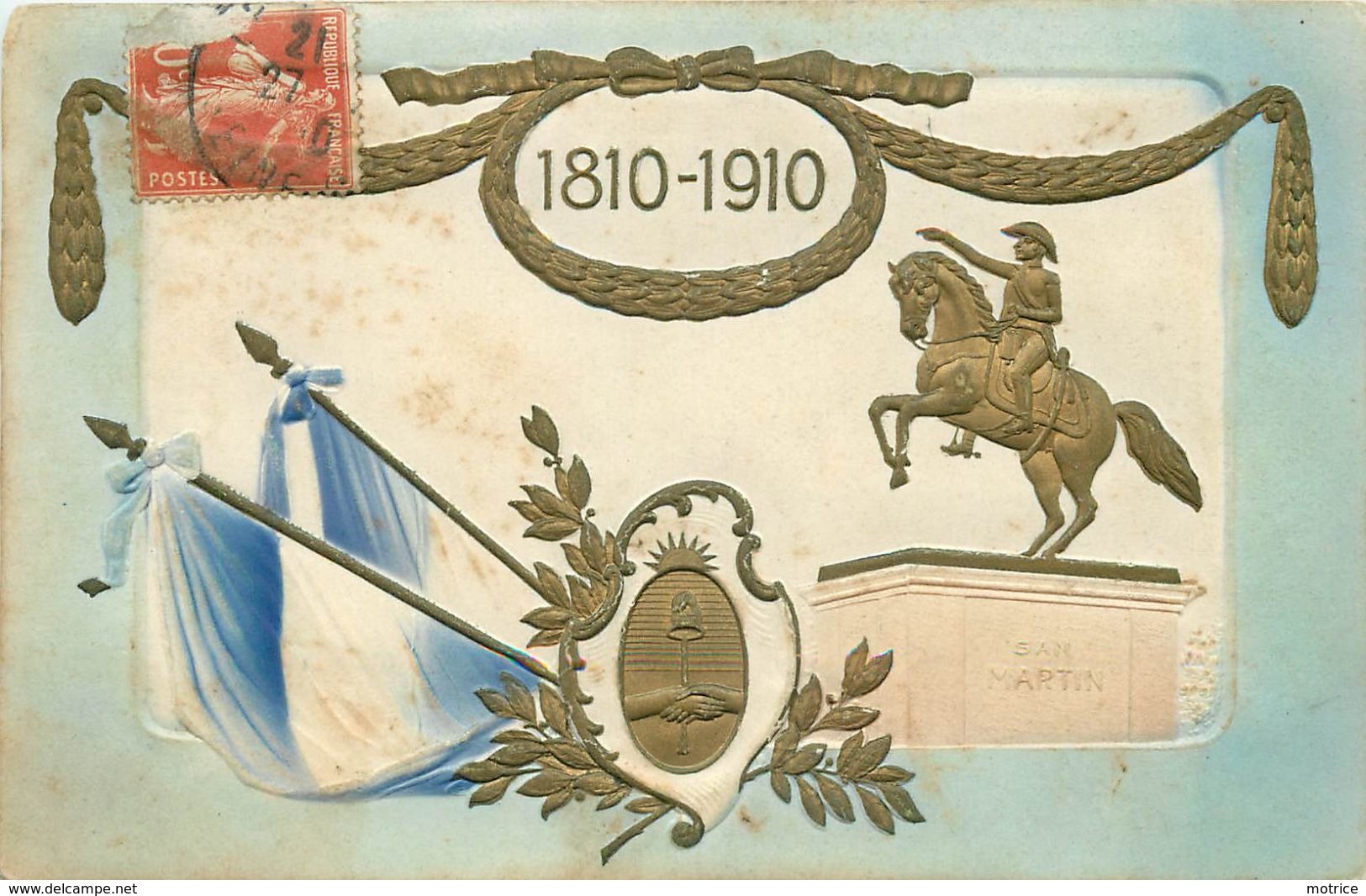 CENTENARIO 1810-1910.San Martin (carte Gaufrée). - Argentine