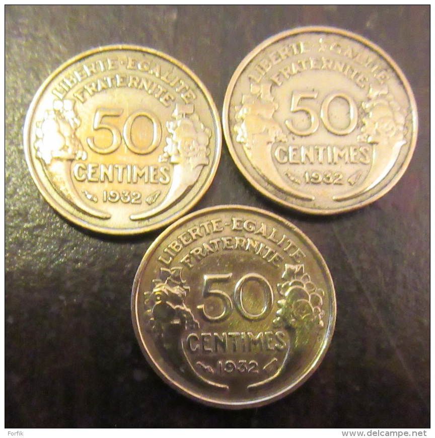 Lot De 9 Monnaies Françaises Type Morlon (5 X 50 Cts, 3 X 1 Fr, 1 X 2 Frs) Voir Détails Dans La Description - TTB à SUP - Collections