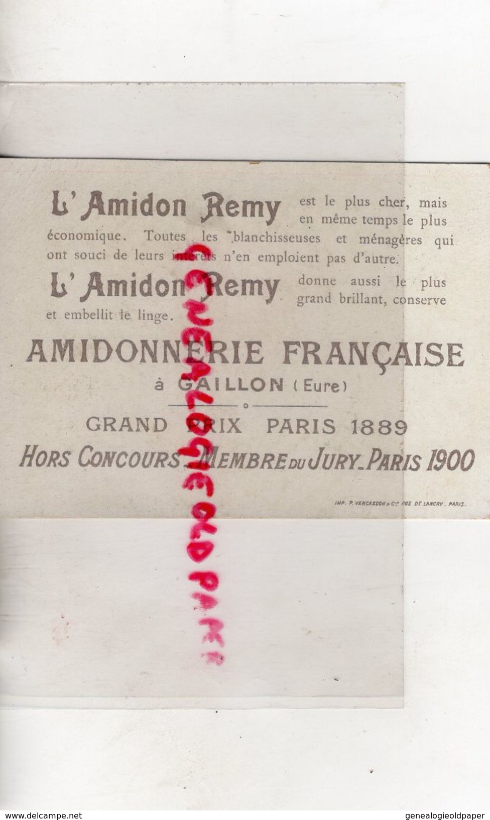 27- GAILLON- CHROMO AMIDON REMY- AMIDONNERIE FRANCAISE- LA TETE DE LION -GRAND PRIX PARIS 1889 - Altri & Non Classificati