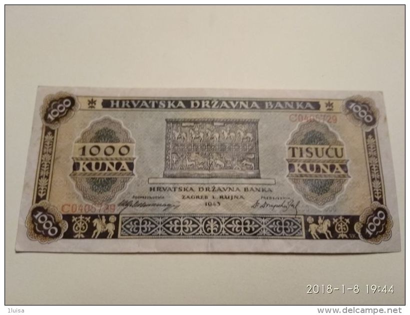 1000 Kuna 1943 - Croatie