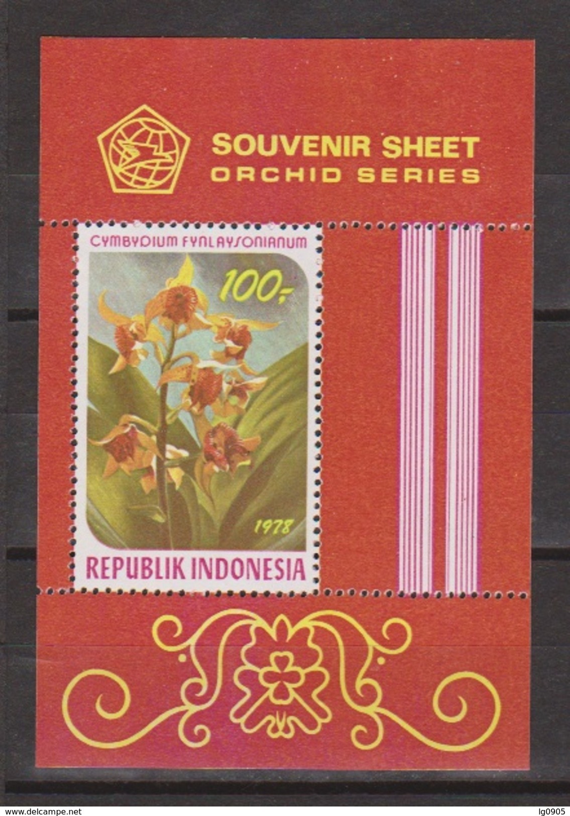 Indonesie Indonesia Blok Sheet Nr. 940 (B34) MNH ; Bloemen. Blumen, Flores, Fleurs, Flowers, Orchideen, Orchids 1978 - Orchids