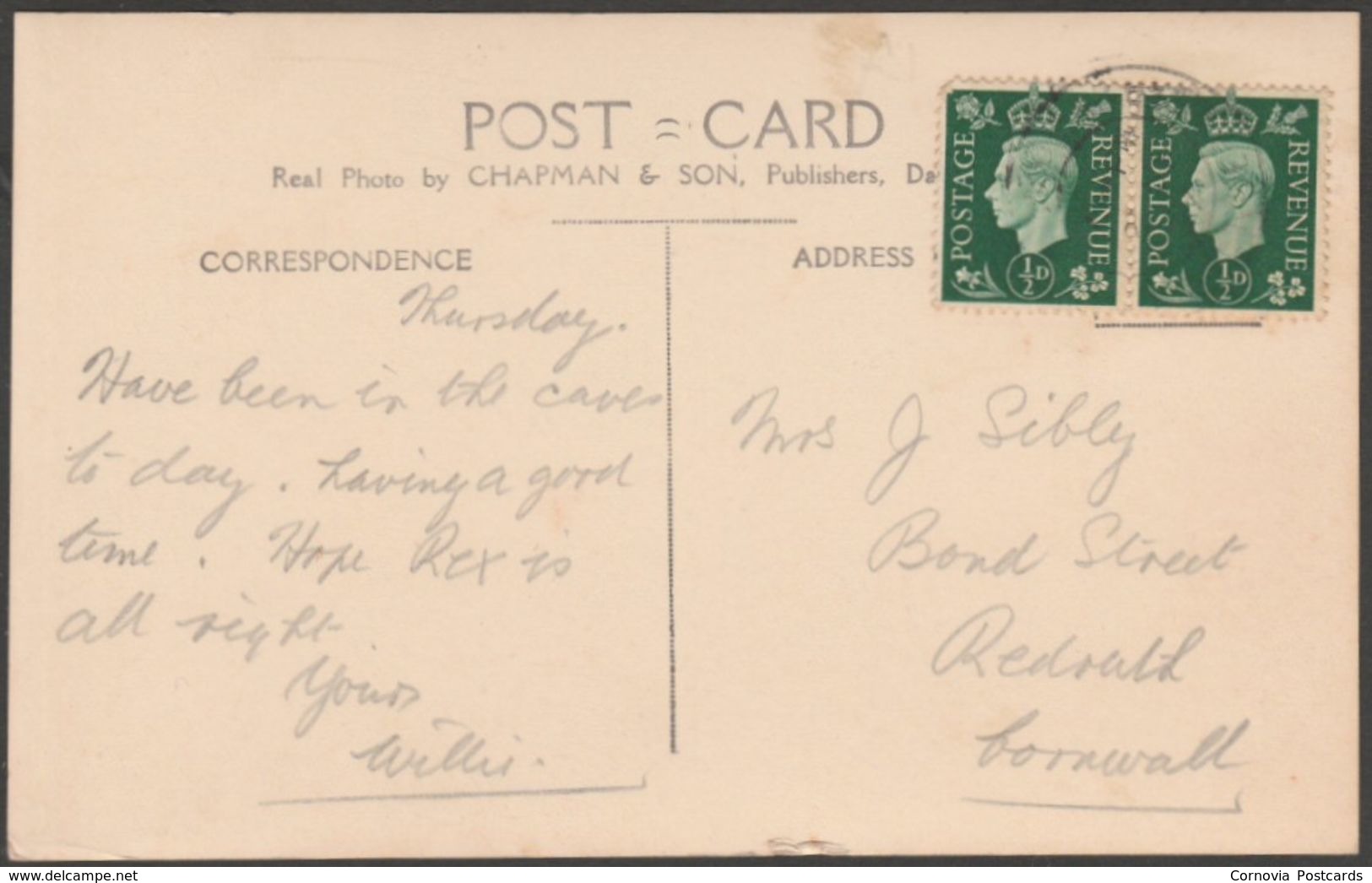 Cheddar Cliffs, Somerset, 1938 - Chapman RP Postcard - Cheddar