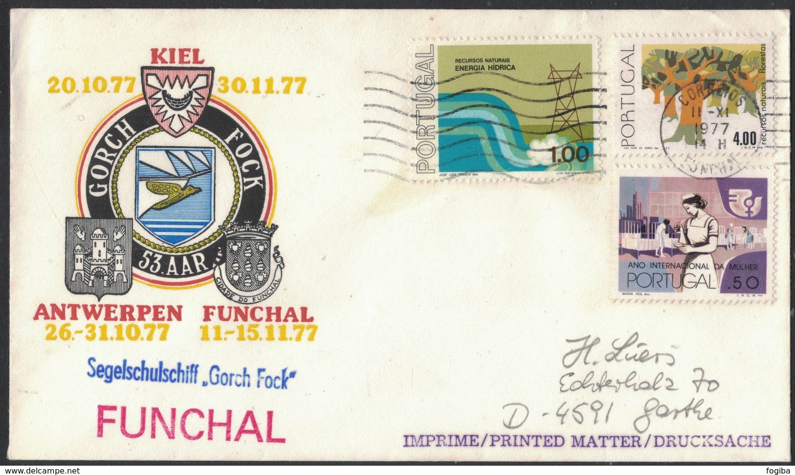 N76   Portugal 1977 Letter From Funchal From The Sail Training Ship "Gorch Fock" - Storia Postale