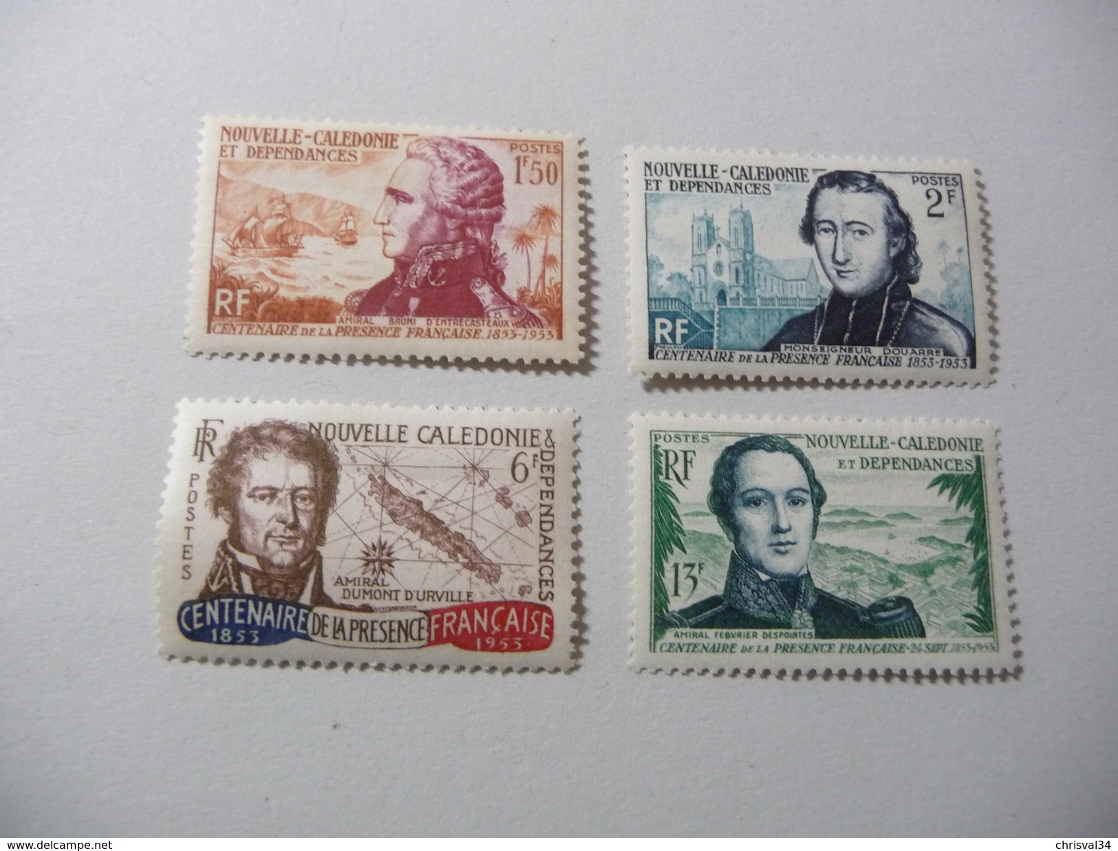 COLLECTION  LOT   SERIE  NOUVELLE  CALEDONIE  N  280  A  283    COTE  40,00  EUROS   ANNEE  1953   NEUFS  CHARNIERES - Collections (sans Albums)