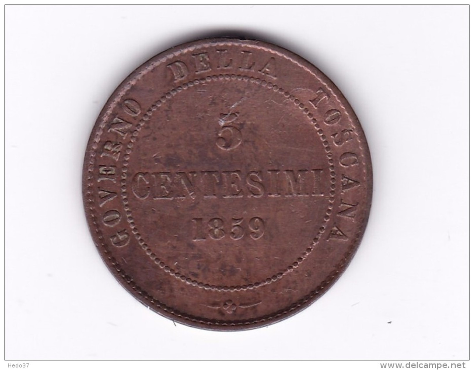 Italie - Toscane - 5 Centesimi 1859 - TTB/SUP - Toscana