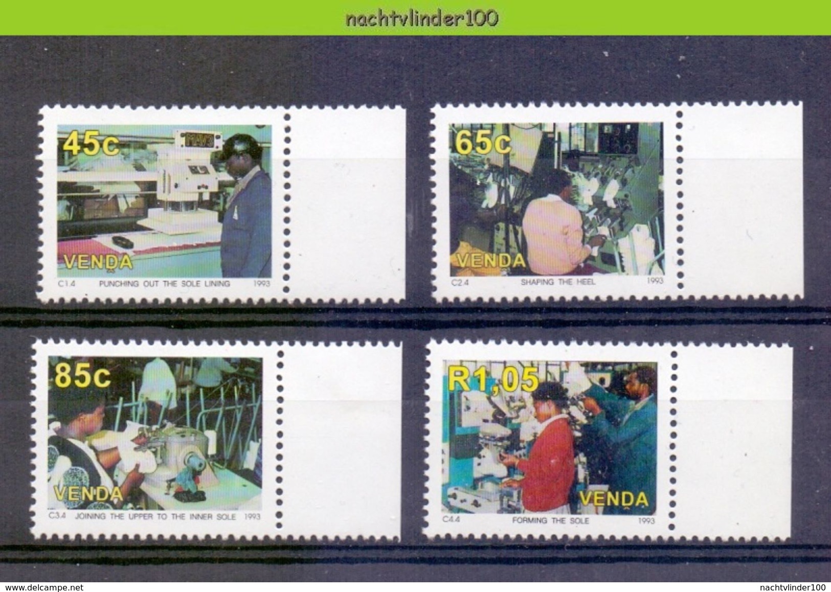 Ncf113 INDUSTRIE SCHOENENFABRIEK SHOE INDUSTRY MACHINES SOLE HEEL VENDA 1993 PF/MNH - Fábricas Y Industrias