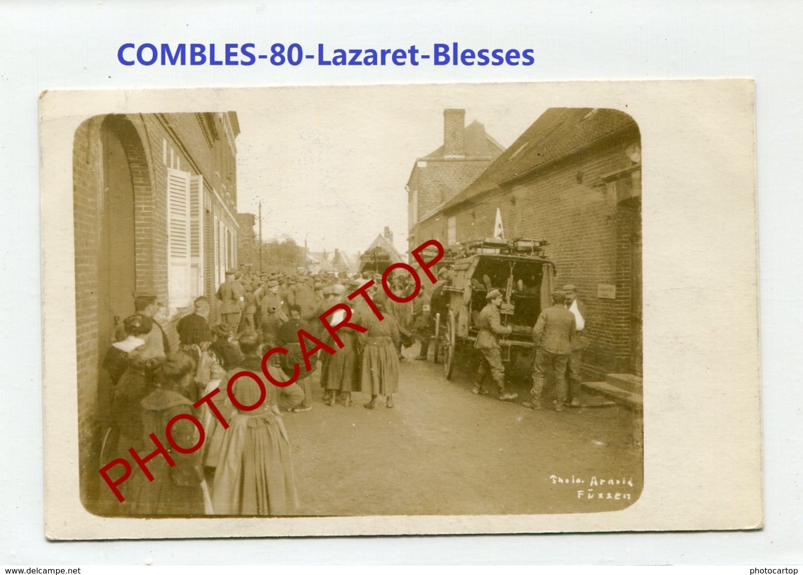 COMBLES-Ambulance-LAZARET-Blesses-Medecine-CARTE PHOTO Allemande-Guerre 14-18-1 WK-France-80-Feldpost- - Combles