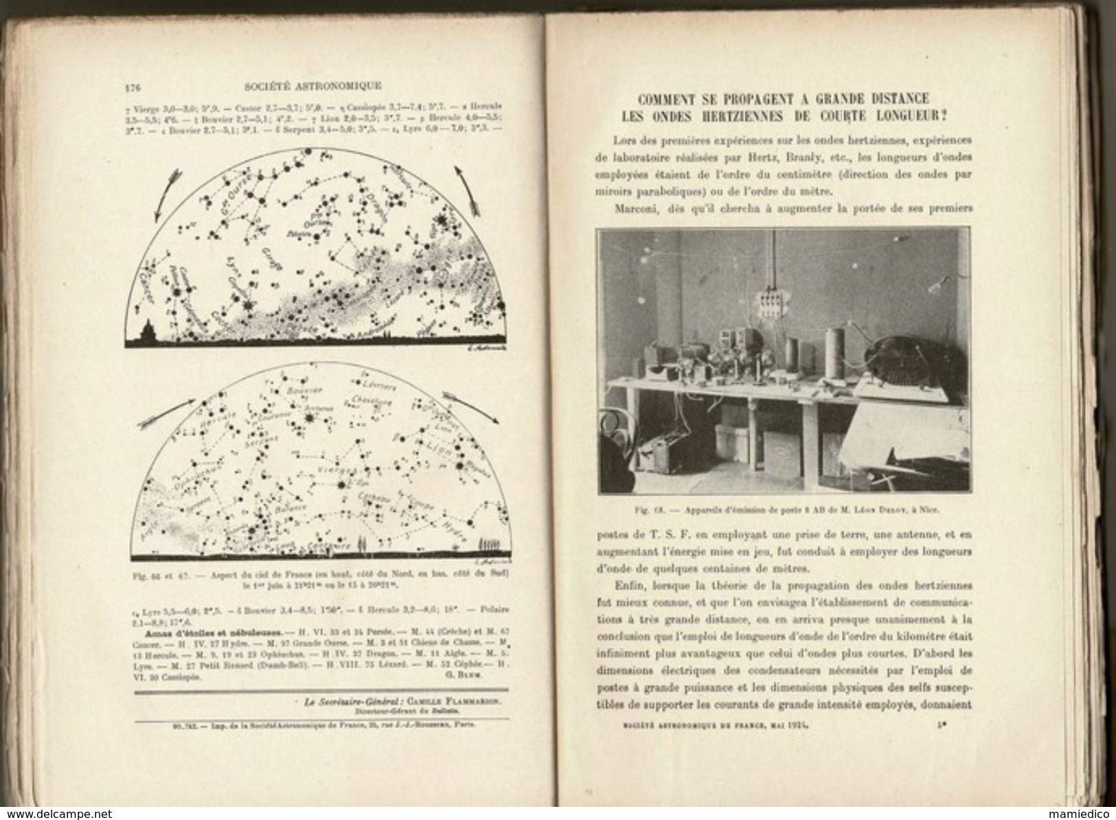 1924 Livre De 552 Pages Bulletin De La "SOCIETE ASTRONOMIQUE DE FRANCE" + Météorologie Et Physique Du Globe. - Astronomia