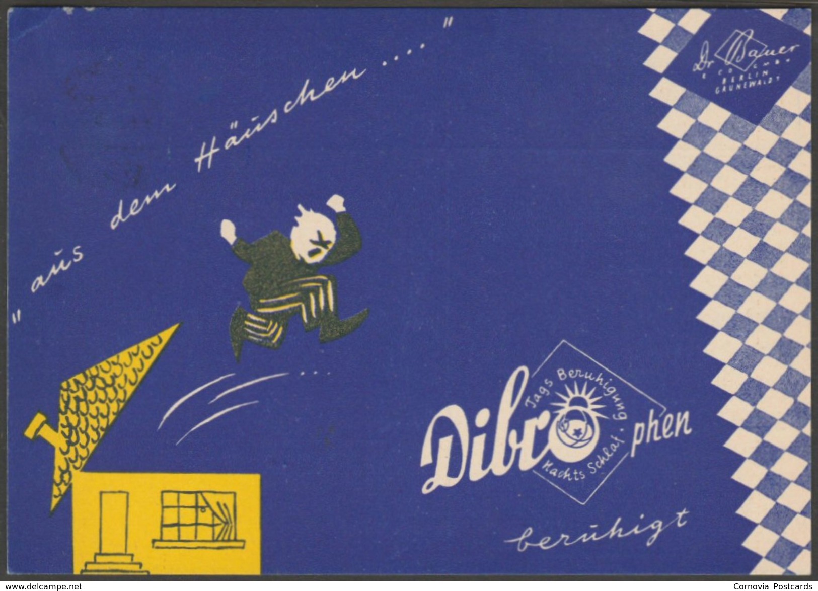 Advertising, Reklame - Dibrophen, Phenobarbitone, 1962 - Dr Bauer Postkarte - Advertising