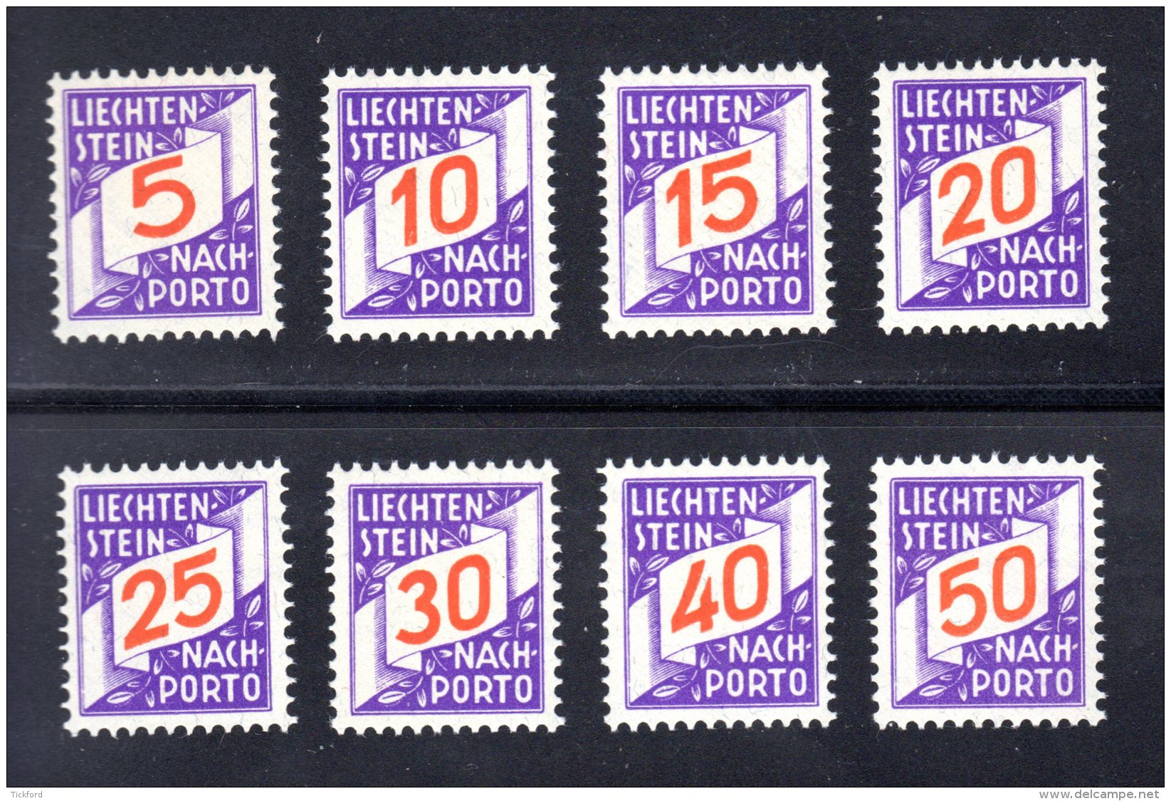 LIECHTENSTEIN 1928 - NEUFS ** LUXE / MNH -  TAXE Série Complète Yvert #13/20  - 8 Valeurs - Strafportzegels