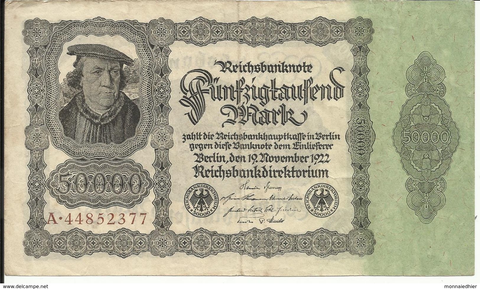 GERMANY , ALLEMAGNE , 50000 Mark , 19.11.1922 , N° World Paper Money : 79 - 50000 Mark