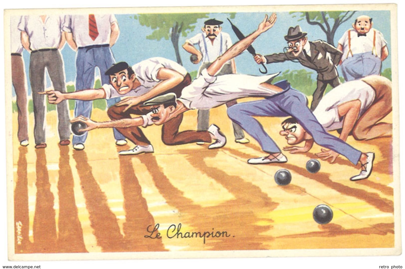 Cp Signée Carrière - Pin-up, Pétanque, Jeu De Boules, Champion - Carrière, Louis