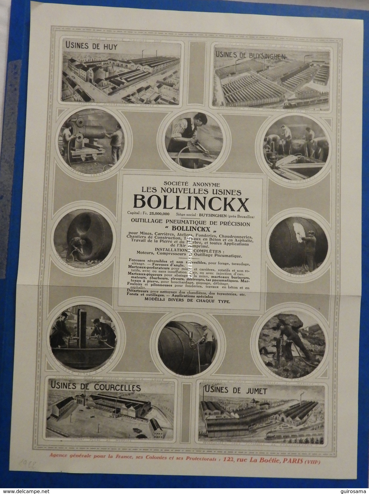 Usines Bollinckx à Buysinghen Près Bruxelles : Compresseurs D'air  -  1922 - Autres & Non Classés