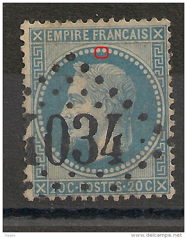 Marqué  75 A2, 20c Napoléon Lauré. SCAN 800% - 1863-1870 Napoleon III With Laurels