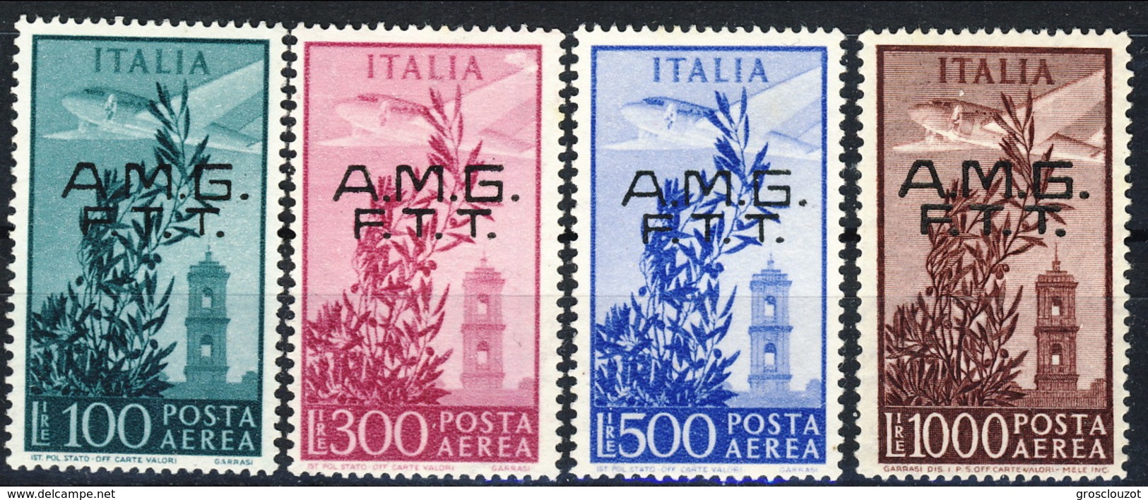 TRIESTE AMGFTT 1948 SERIE CAMPIDOGLIO 13-16 Sovrastampa Su Due Righe, Alti Valori Centrati MNG ( Senza Gomma) Cat. € 600 - Posta Aerea