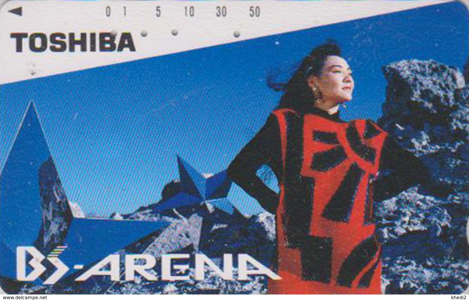 Télécarte Japon / 110-115813 - FEMME TOSHIBA ** BS ARENA ** - WOMAN GIRL Japan Phonecard - FRAU Telefonkarte - 3434 - Publicité