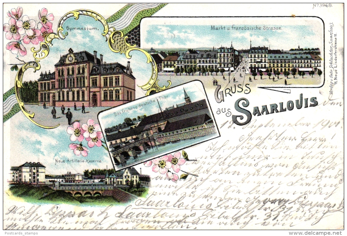 Saarlouis, Farb-Litho, 1901 Nach Dieren In Den Niederlanden Versandt - Kreis Saarlouis