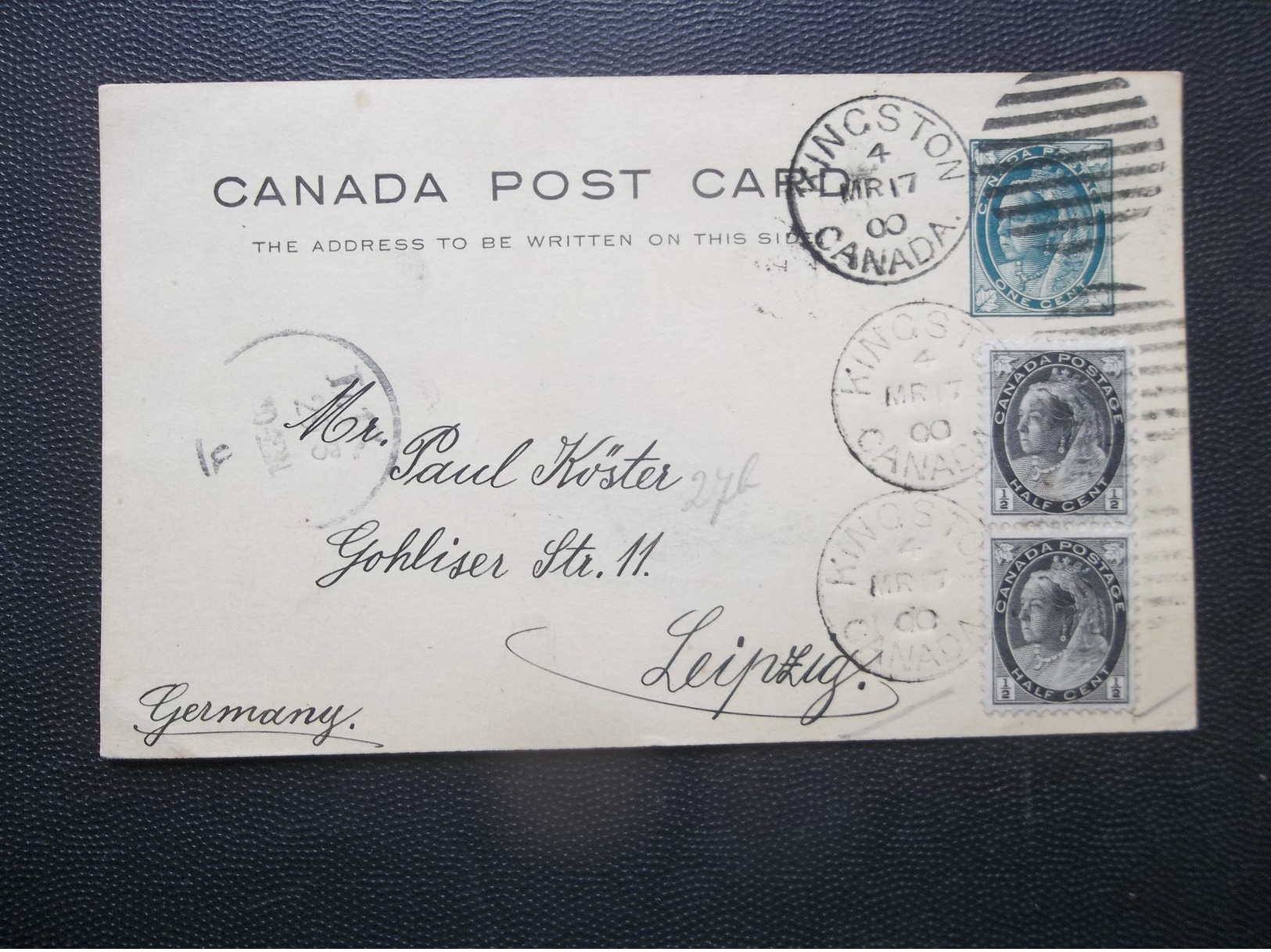 Canada: 1900 Uprated One Cent Postal Card To Leipzig, Germany (#FY3) - 1860-1899 Règne De Victoria