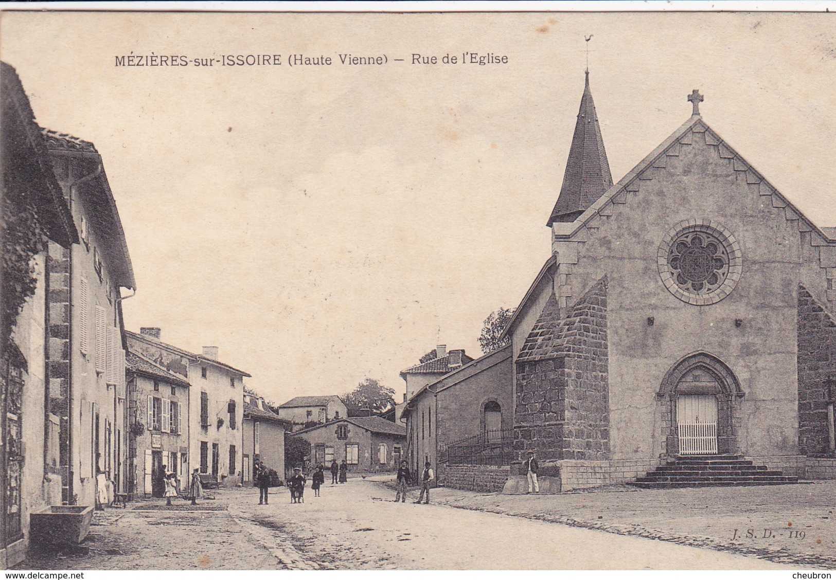 87. MEZIERES SUR ISSOIRE. CPA . ANIMATION RUE DE L'EGLISE. ANNÉE 1907 - Meziere Sur Issoire