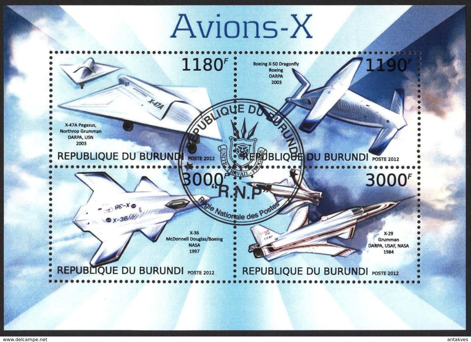 {BU14} Burundi 2012 Aviation Avions -X Sheet Used / CTO - Oblitérés