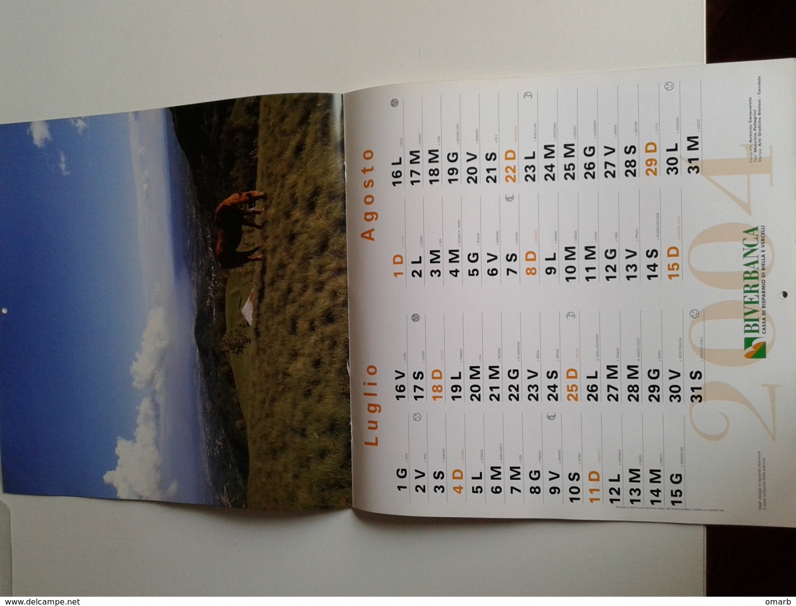 Alt1025 Calendario Calendar, Calendrier 2004 Fascino Discreto Valli Biellese Biella Montagne Mountain Banca - Formato Grande : 2001-...