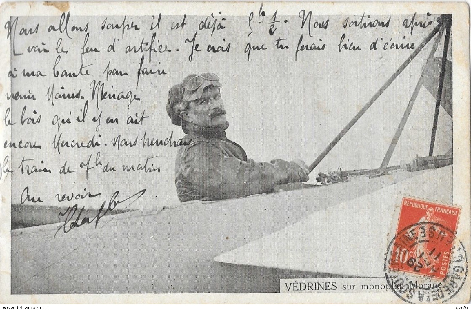 Aviateur: Védrines Sur Monoplan Morane En 1911 - Aviatori