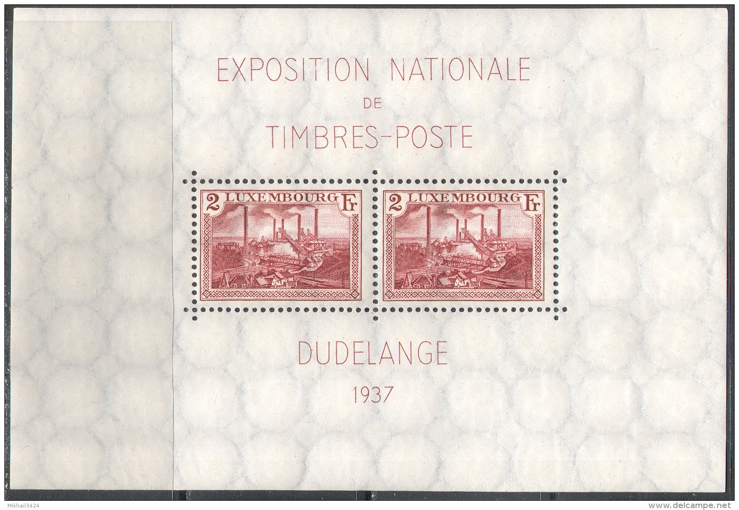 3161 Philatelia Expo 1937 Luxembourg S/s MNH ** - Neufs