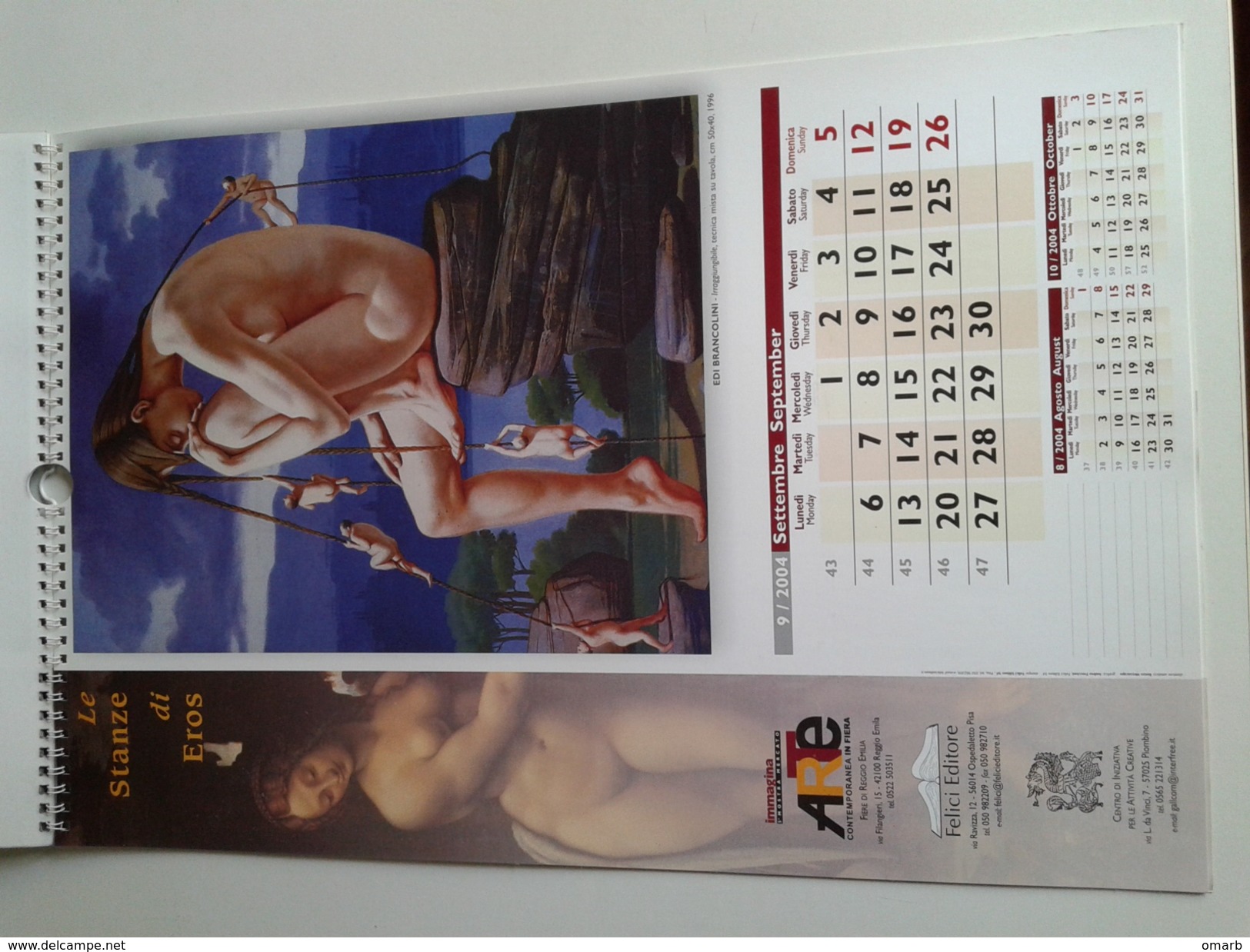 Alt1032 Calendario Calendar, Calendrier 2004 Le Stanze Di Eros Arte Contemporanea Arts Concorso Pittura Scultura Quadro - Formato Grande : 2001-...