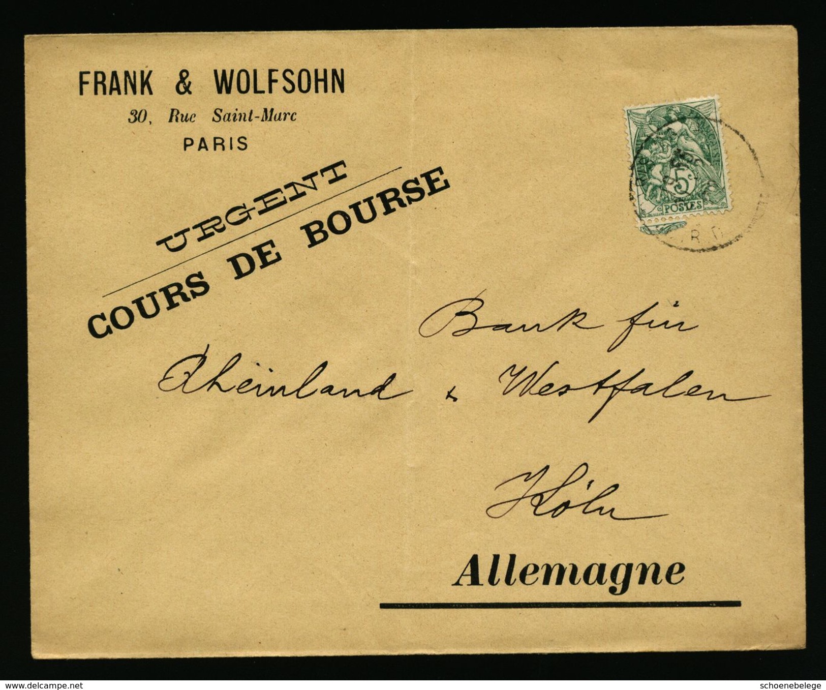 A5064) Frankreich France Brief Nach Germany Versand Börsenberichte - 1900-29 Blanc