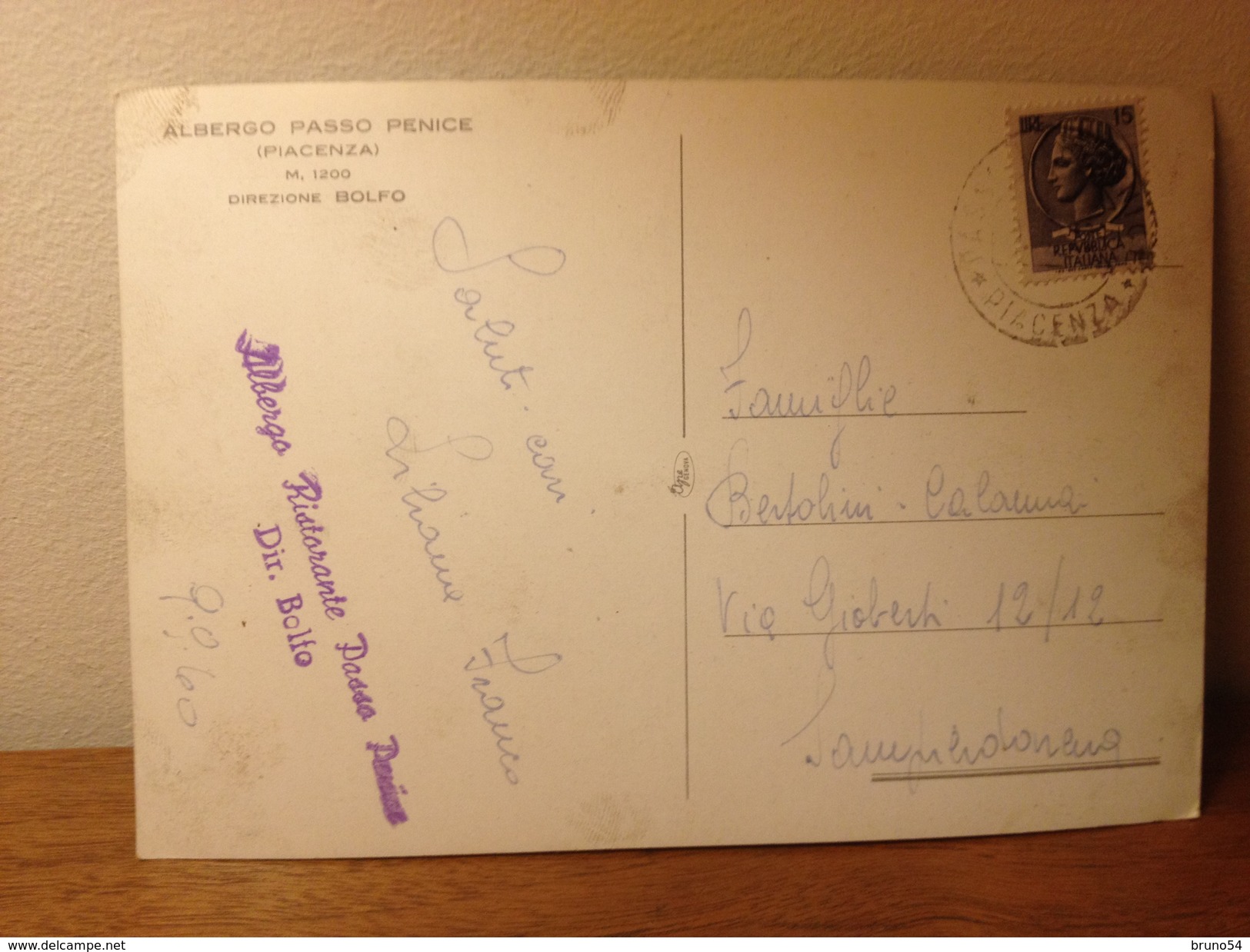 Cartolina  Albergo Passo Penice Piacenza  Timbro Albergo Ristorante Viaggiata  Anni 60 - Piacenza