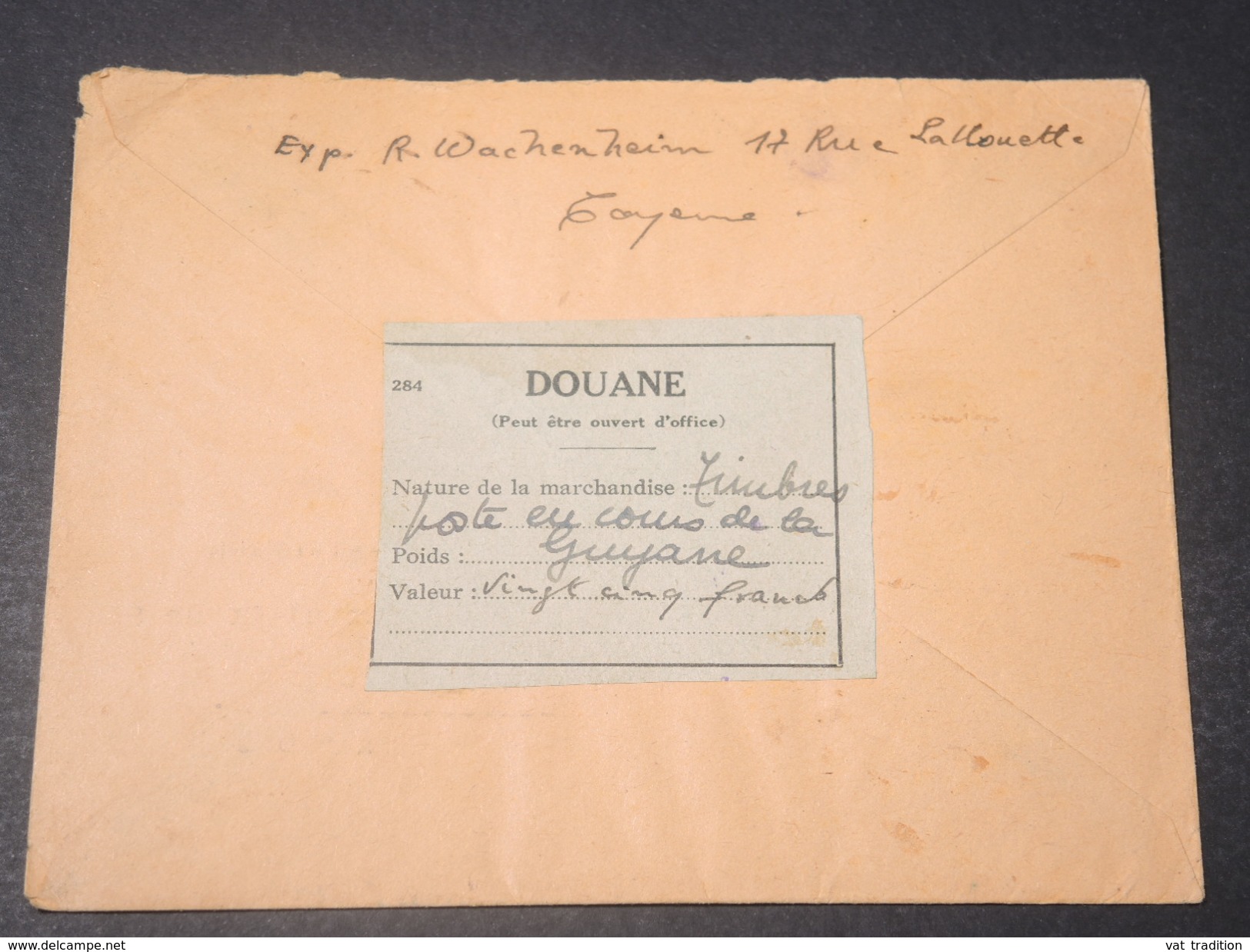 GUYANE - Enveloppe En Recommandé De Cayenne Pour Casablanca En 1945 Avec étiquette Pour La Douane Au Verso - L 11462 - Lettres & Documents